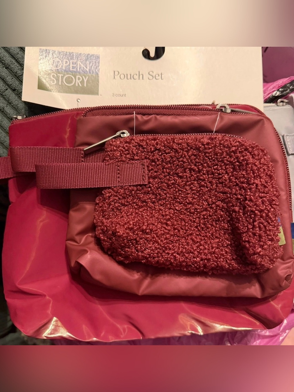 Openki Story Red 3-Piece Cosmetic Pouch Set